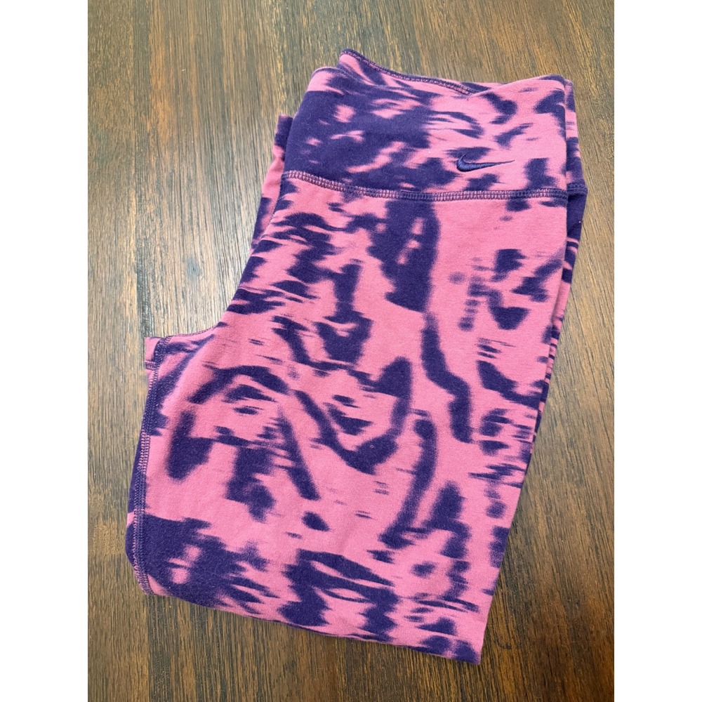 Nike Dri-FIT Womens Pink Purple Abstract Tiger Print Cropped Leggings Size M - Picture 4 of 7